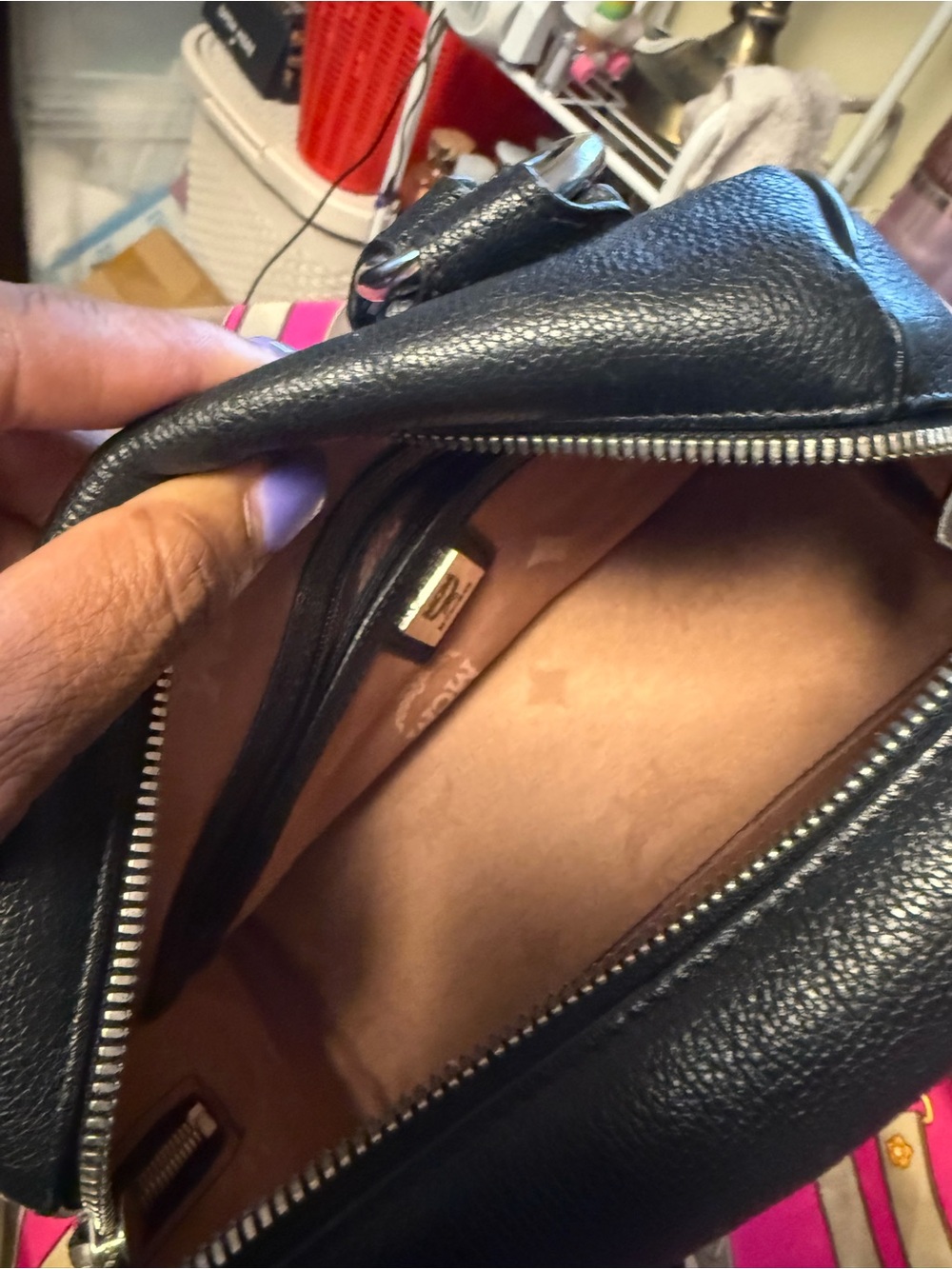 MCM Authentic Black Pebbled Leather Boston Satchel – Silver Hardware - Picture 11 of 16